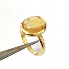 Natural Citrine Gold Plated Silver Ring